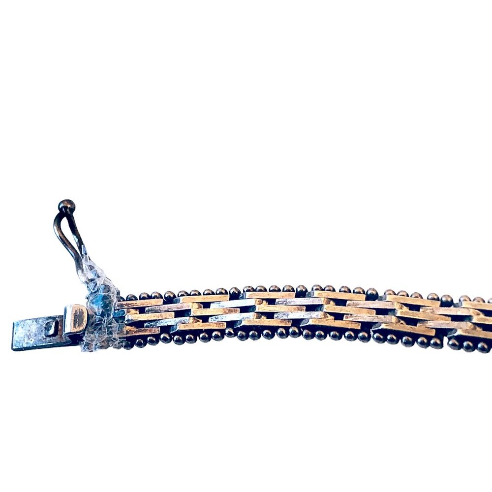 Sterling Silver Italy 925 Unique Chain Bracelet Signed SU Womens 7" - Picture 8 of 16